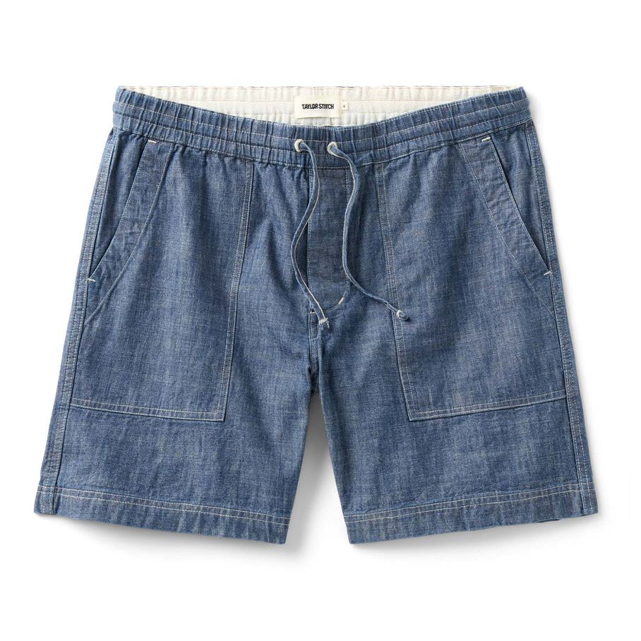 The Breakwater Short | Washed Indigo Chambray