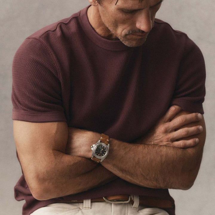 The Organic Cotton Short Sleeve Crew | Burgundy Waffle