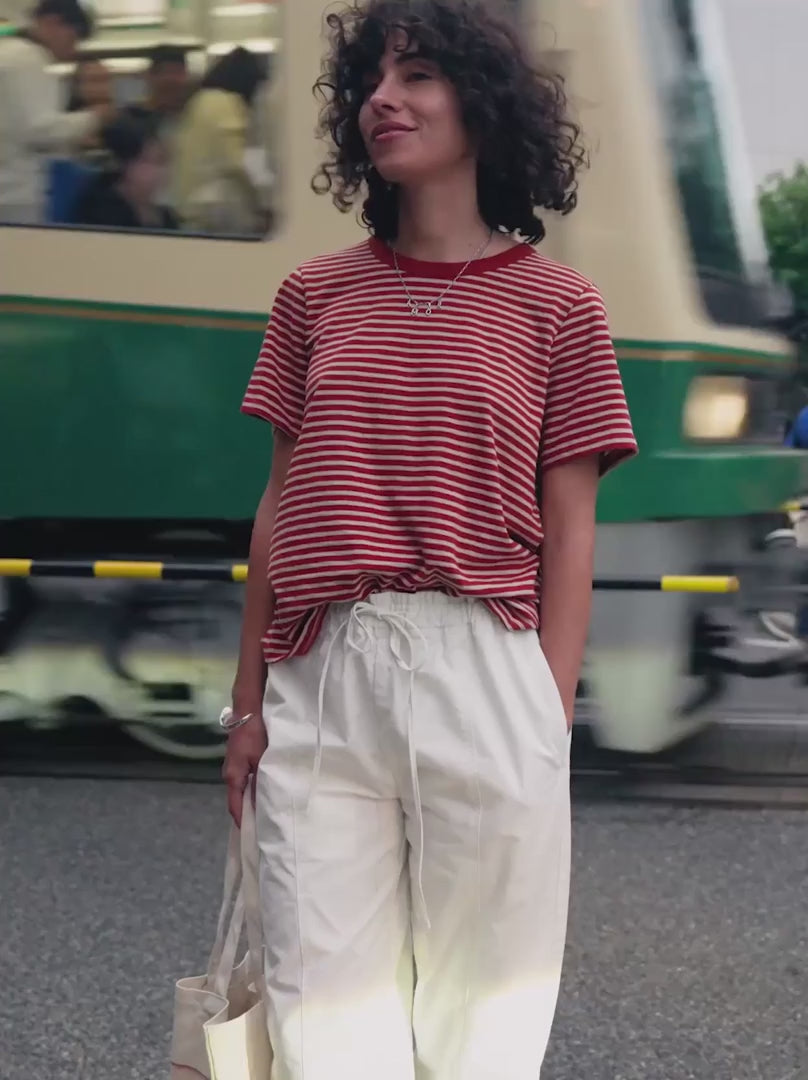 Sunwashed Regenerative Tee | Red Ochre Mini Stripe