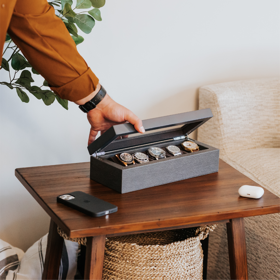 5 Slot Watch Box | Herringbone