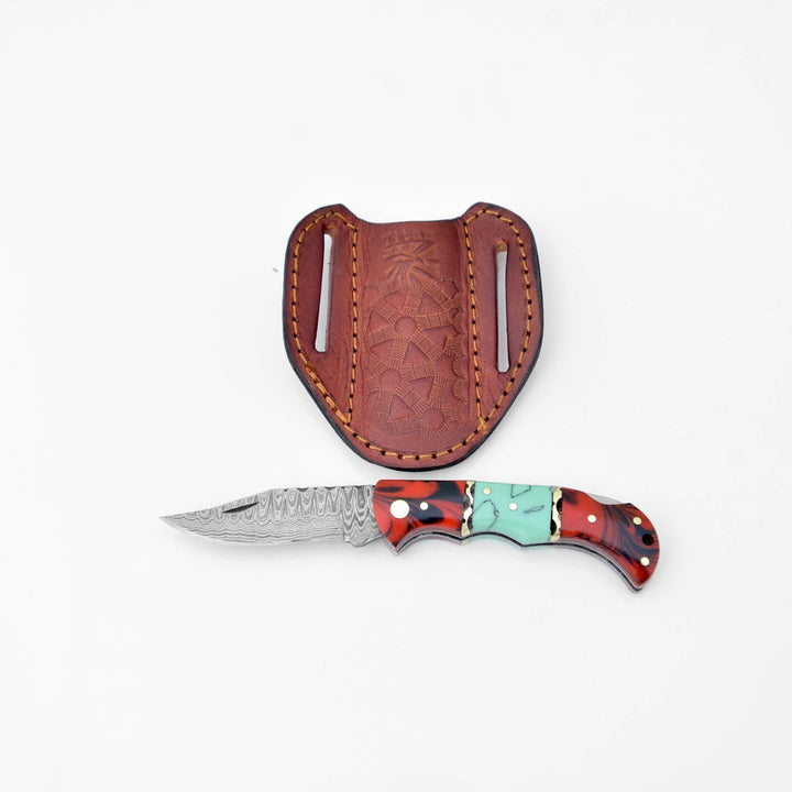 Limited Run Resin Damascus Pocketknife