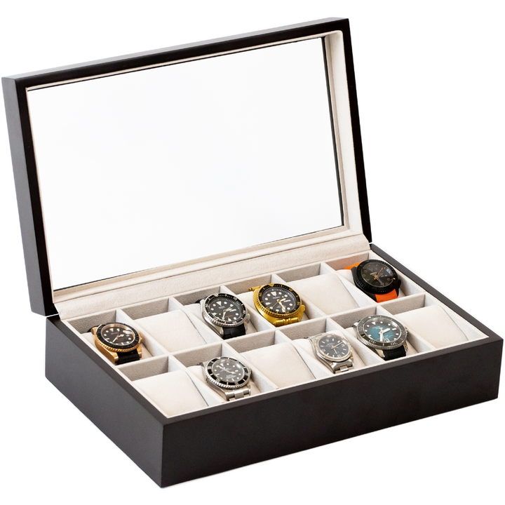 Wood 12 Slot Watch Box | Espresso Wood